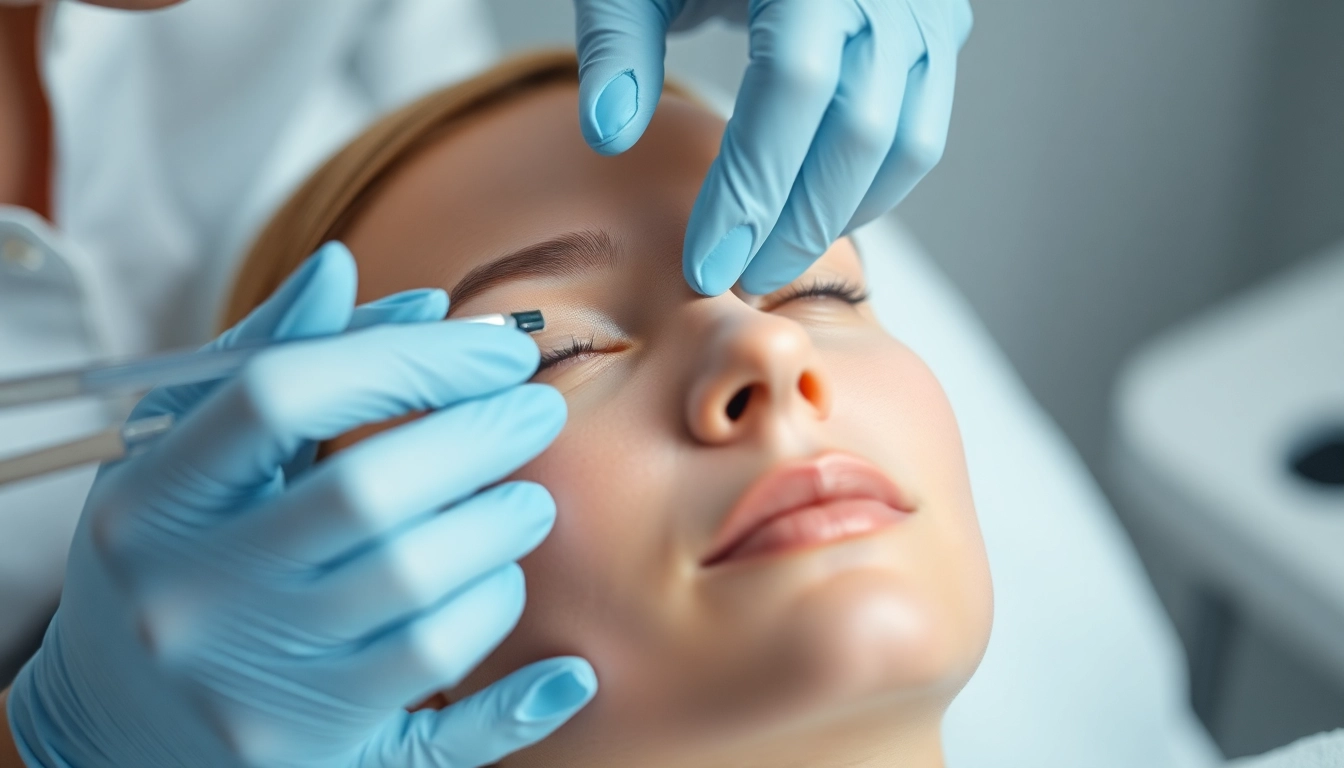 Expertly administering Botox Behandlung to reduce wrinkles in a serene clinic setting.