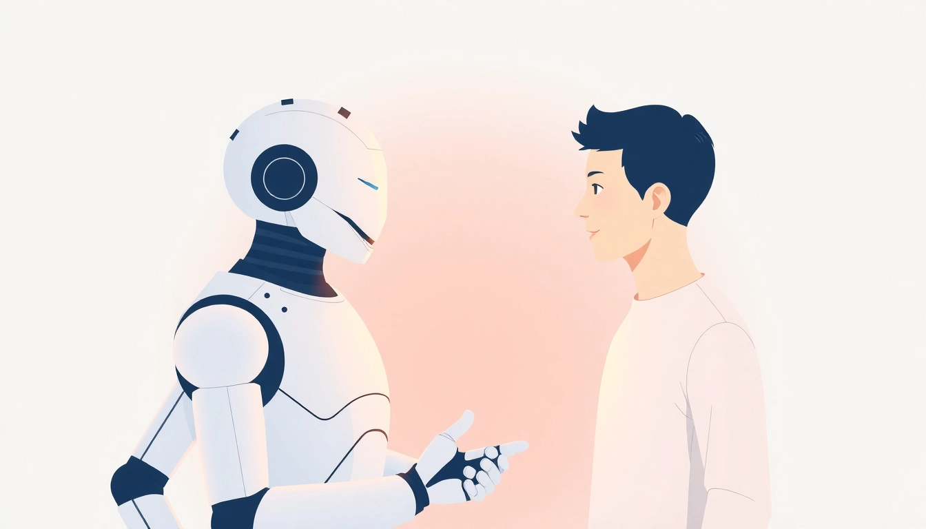 Human or Not AI: Interactive scene of a person and a chatbot engaging in a conversation, highlighting AI detection challenge for users.