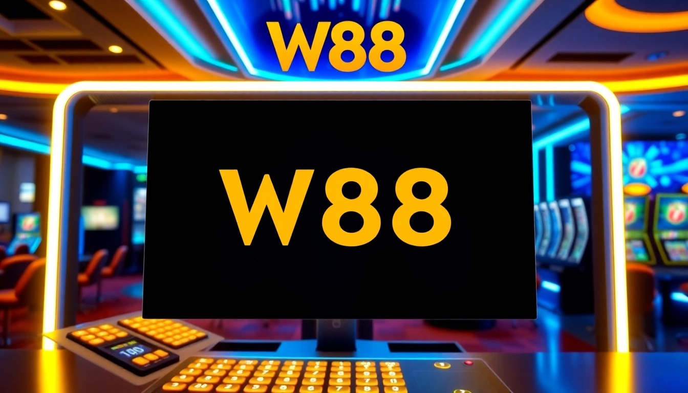 Engaging W88 casino platform interface showcasing gaming options and vibrant branding for users seeking online betting experiences.