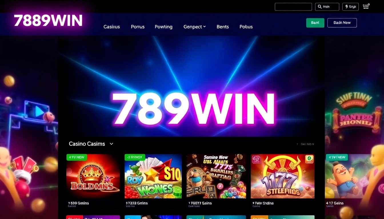 789win online casino homepage featuring vibrant graphics and engaging betting scenes for users.