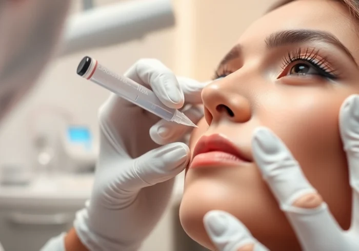 Administering Botox Behandlung in a modern clinic, showcasing careful technique and professionalism.