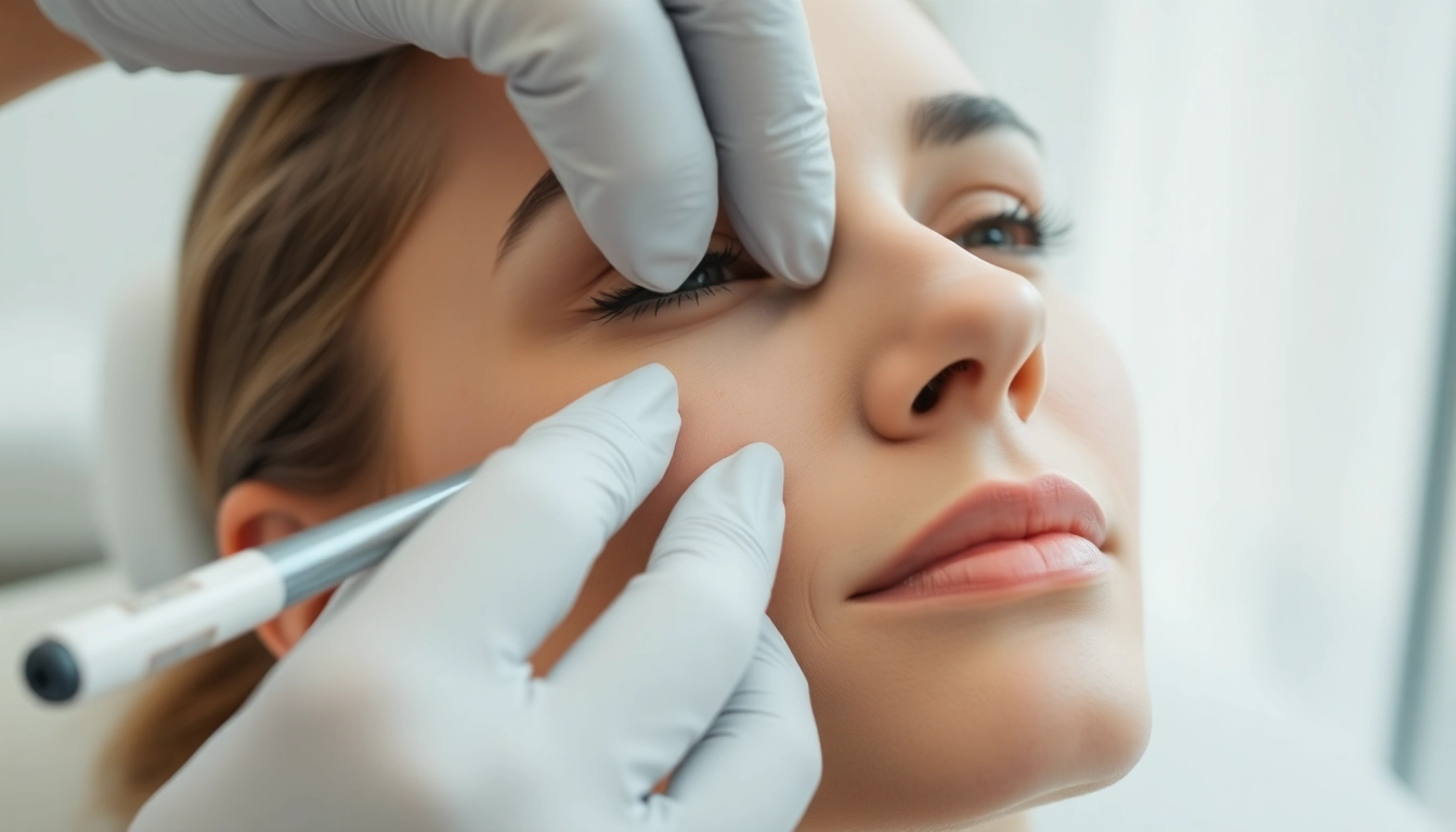 Administering Botox zuerich behandlung in a serene clinic setting, focusing on elegance and professionalism.