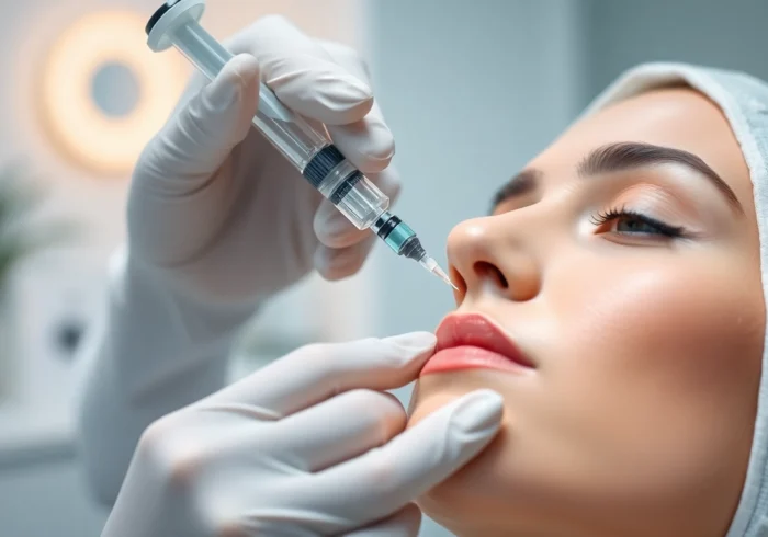 Botulinumtoxin treatment being administered by a specialist in a modern Zürich clinic for youthful skin and facial smoothing.