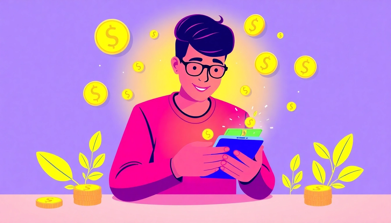 A user earning free cash online using a smartphone, highlighting simplicity and digital rewards for screen readers.