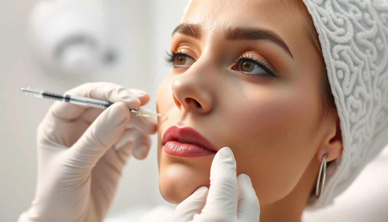 Botox Behandlung: Medical professional performs a precise injection for youthful skin enhancement.
