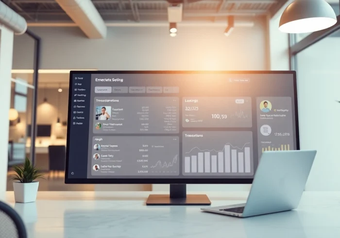 An all-in-one real estate platform streamlining listing management, showing a user-friendly dashboard with analytics and client interactions for agents.