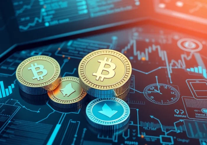 Detailed illustration of stablecoin regulations shaping the future of digital currencies with regulatory icons and digital ledger visuals.