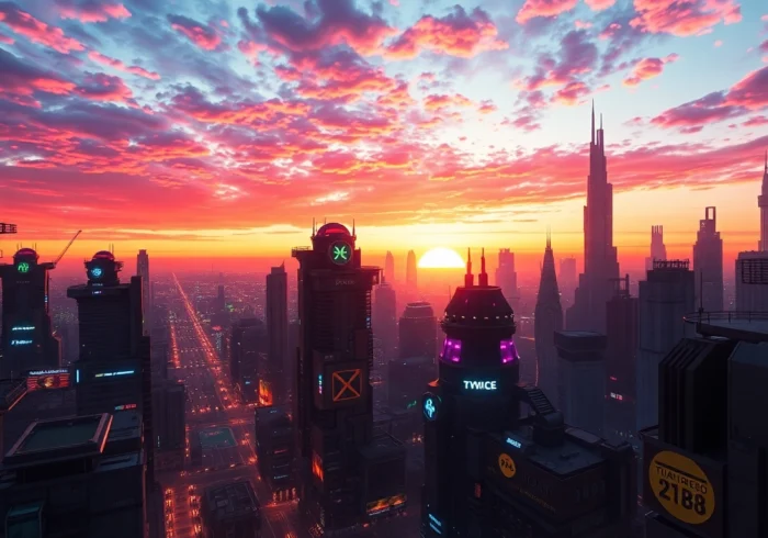 High-quality AI image generator no restrictions creating a colorful, detailed futuristic cityscape with cinematic lighting that captivates users.