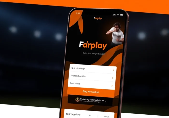 Fairplay login page featuring vibrant orange and black theme, easy sign-in, and sports highlights for users in India.