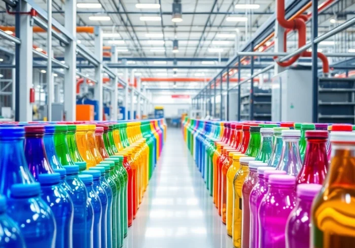 High-quality plastic sise and glass bottles showcased in a professional industrial environment