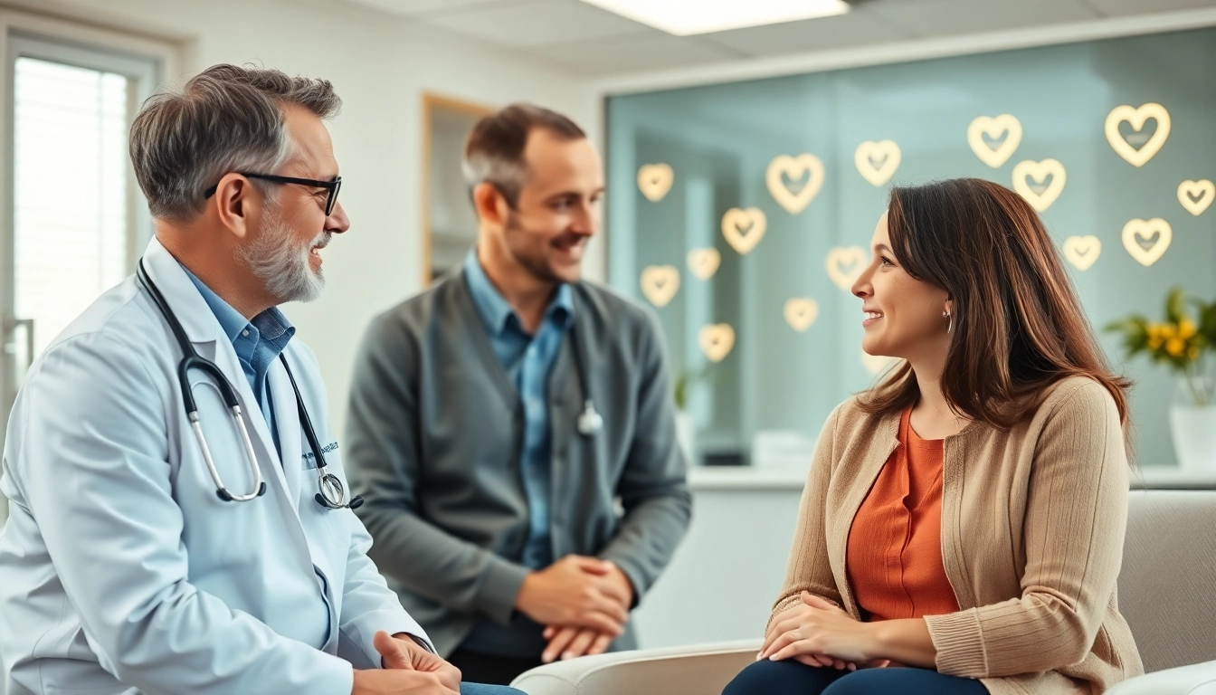 Fecondazione eterologa depicted as a caring medical session with fertility specialists guiding