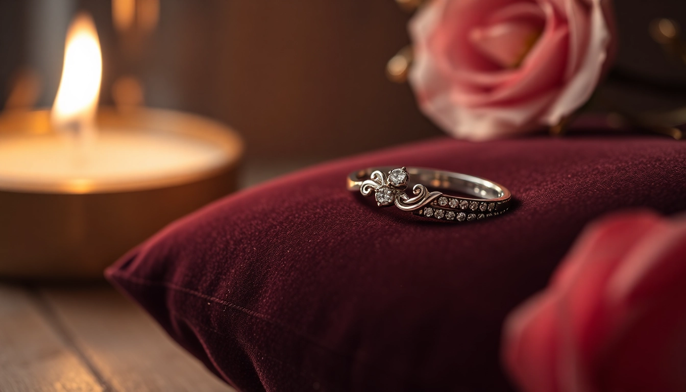 Elegant suzadetuviu ziedai showcasing sparkling diamonds on a velvet cushion, emphasizing