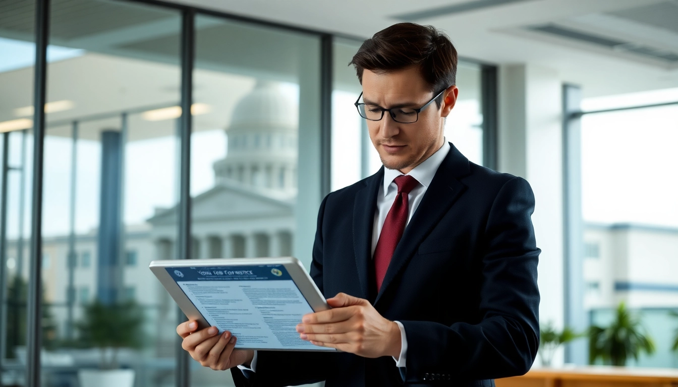 Latest Govt Jobs opportunities shown on a digital device with a professional reviewing in an