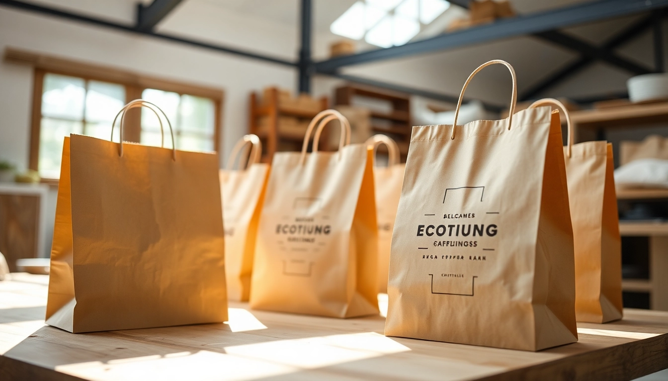 Designers creating eco-friendly torba papierowa bags in a modern packaging facility for retail use