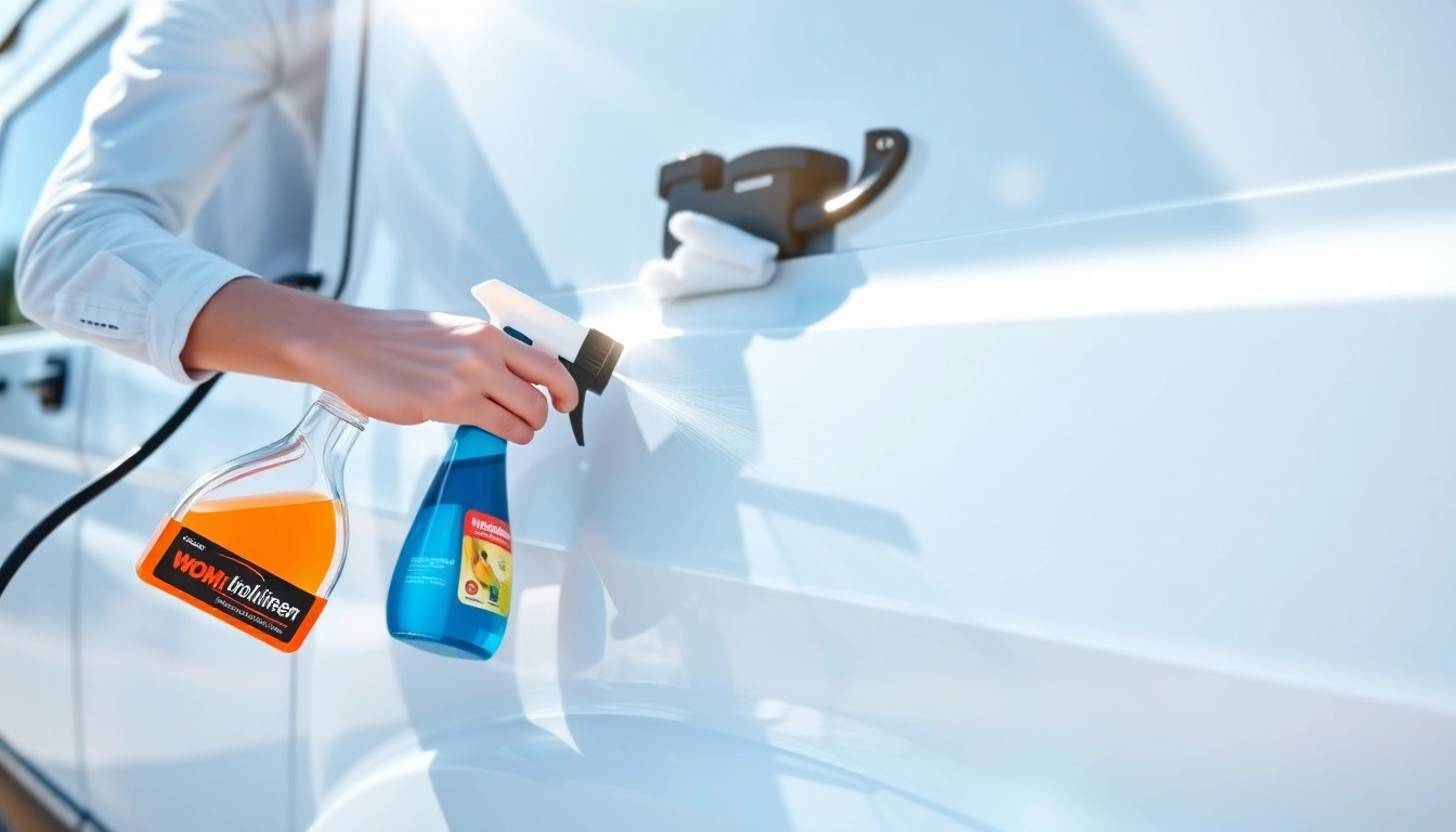 Professionally cleaned Wohnmobil with Wohnmobilreiniger spray and foam in use on exterior