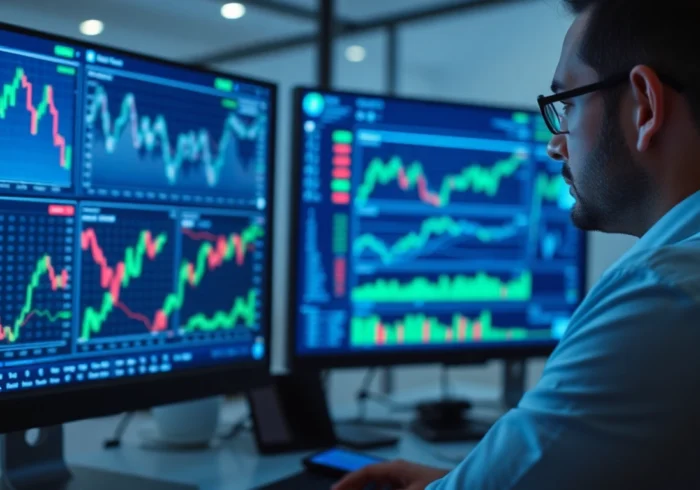 Trading view user examining detailed market charts on a professional platform for trading analysis.